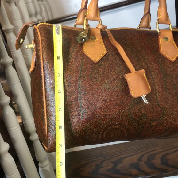 W ETRO MILANO Red Paisley Speedy 20 Small Boston Travel Tote Bag Lock and 2 Keys - Picture 13 of 17